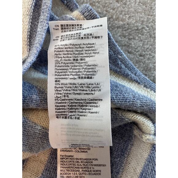 Vintage Esprit Blue Soft Cream Stripe Wool Cashmere Blend Sweater Size Small - Picture 9 of 9